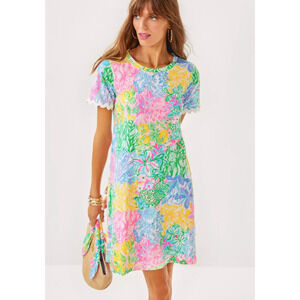 Lilly Pulitzer Cody Dress M NWOT Bright Delight Patchwork Coastal Prep Tier